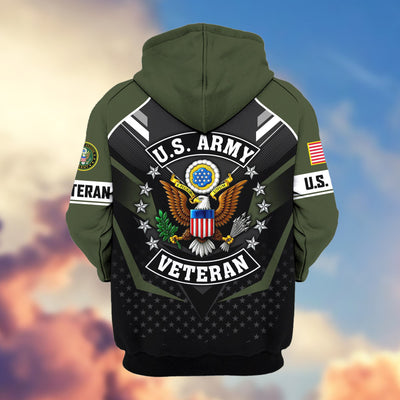 Premium US Veterans Zip Hoodie, Gifts For US Veterans, Gifts On Father's Day, Veterans Day.