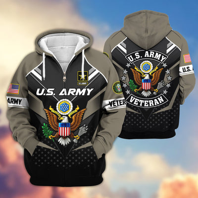 Premium US Veterans Zip Hoodie, Gifts For US Veterans, Gifts On Father's Day, Veterans Day.