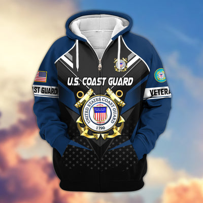 Premium US Veterans Zip Hoodie, Gifts For US Veterans, Gifts On Father's Day, Veterans Day.