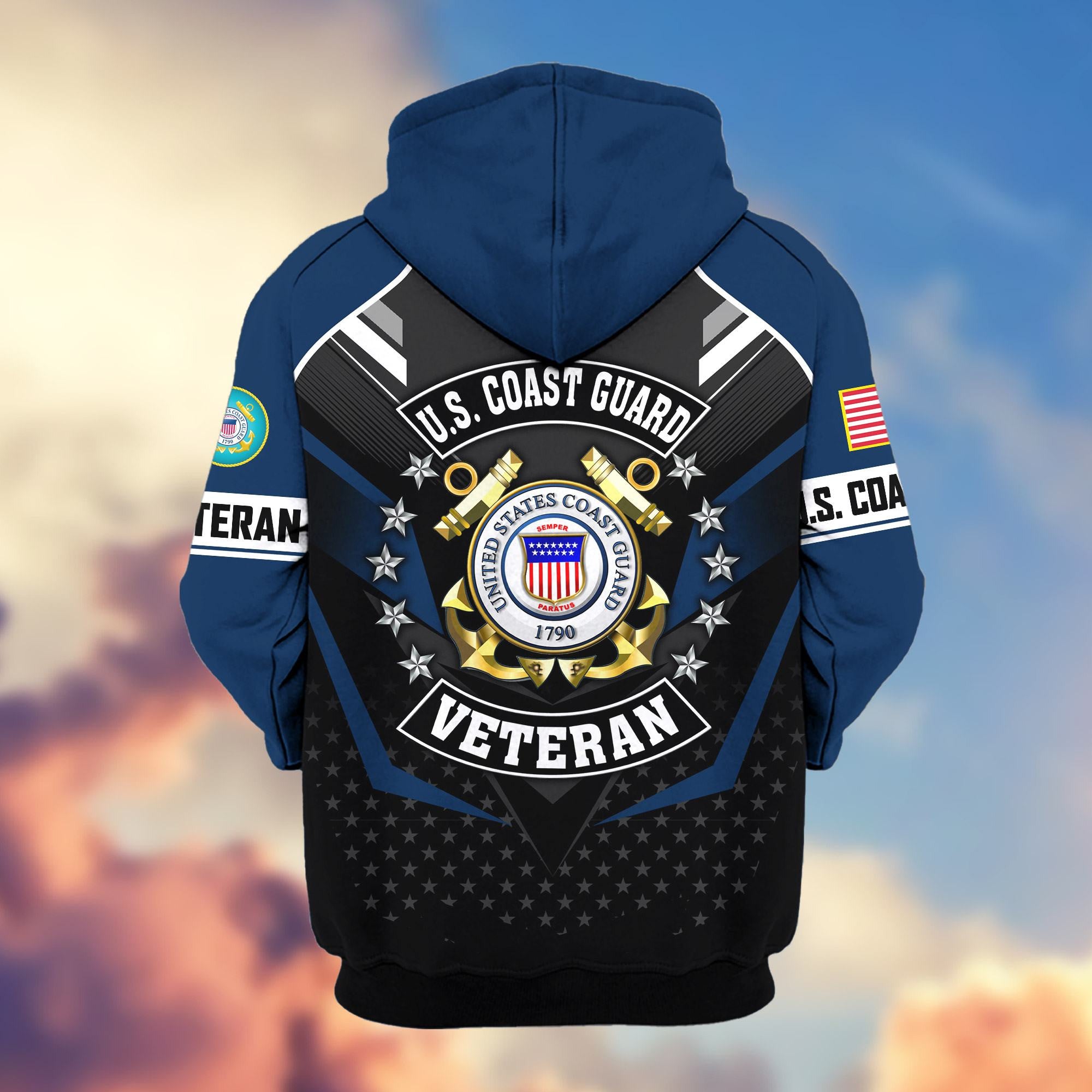 Premium US Veterans Zip Hoodie, Gifts For US Veterans, Gifts On Father's Day, Veterans Day.