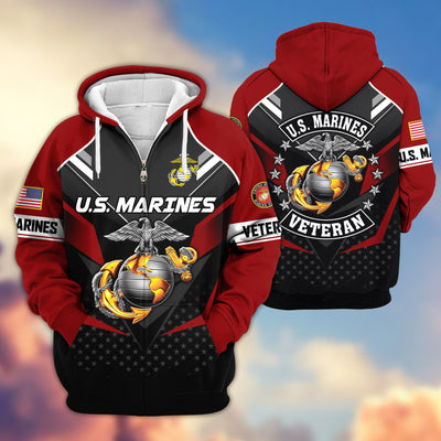 Premium US Veterans Zip Hoodie, Gifts For US Veterans, Gifts On Father's Day, Veterans Day.