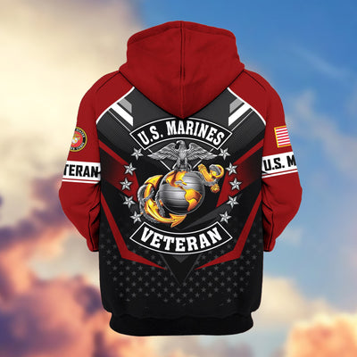 Premium US Veterans Zip Hoodie, Gifts For US Veterans, Gifts On Father's Day, Veterans Day.