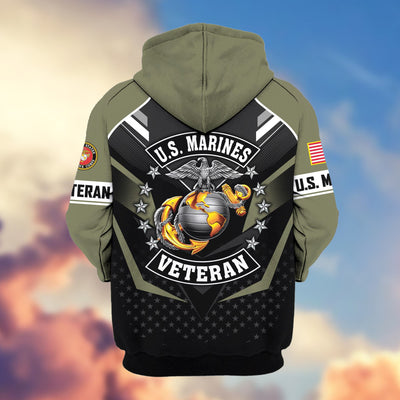 Premium US Veterans Zip Hoodie, Gifts For US Veterans, Gifts On Father's Day, Veterans Day.