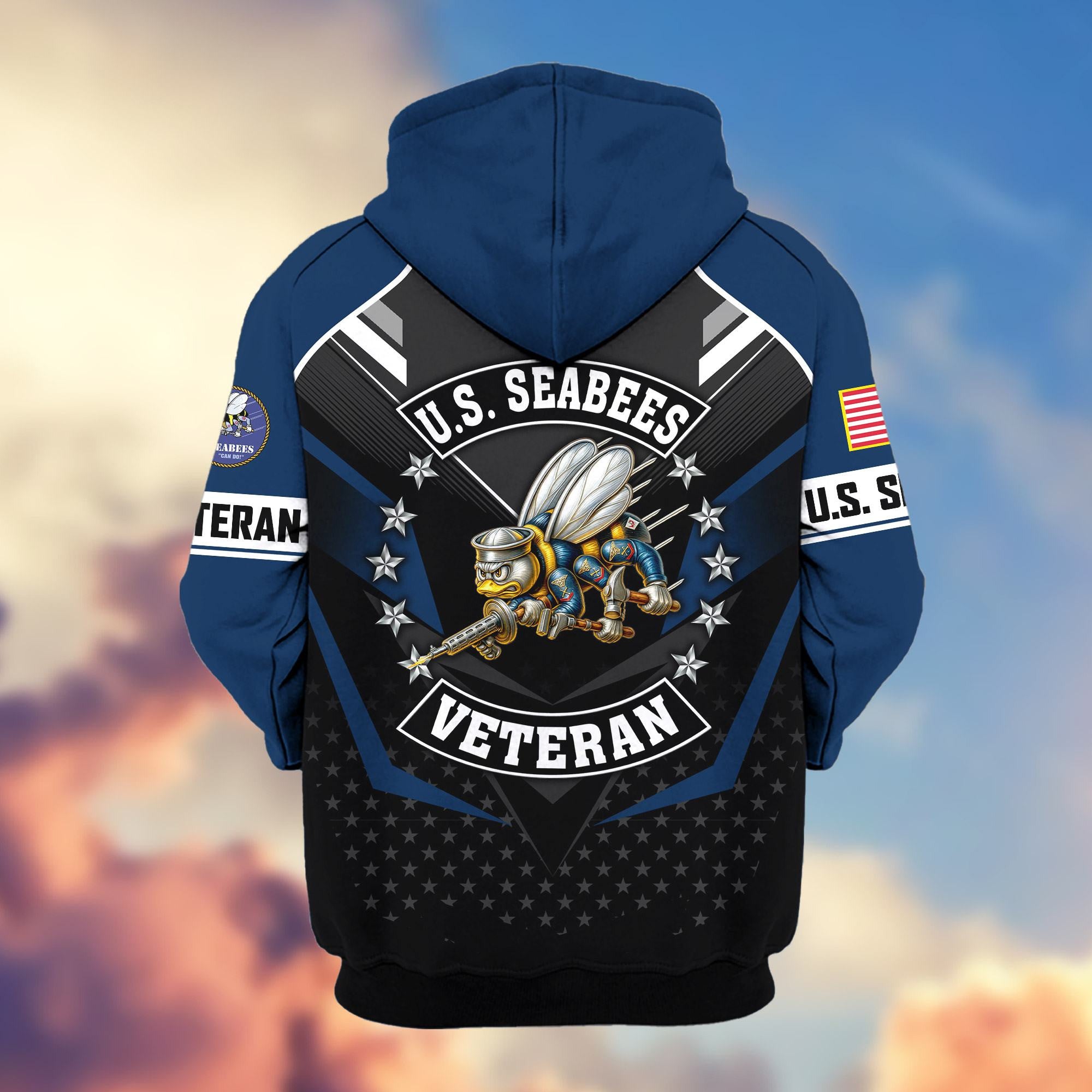 Premium US Veterans Zip Hoodie, Gifts For US Veterans, Gifts On Father's Day, Veterans Day.