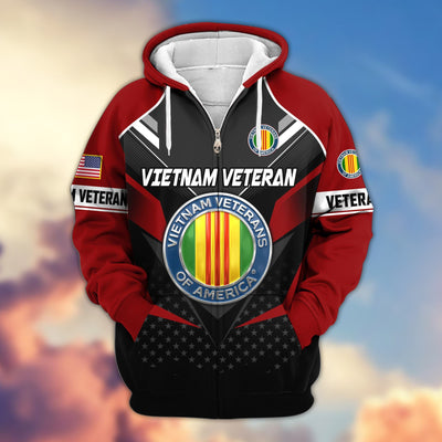 Premium US Veterans Zip Hoodie, Gifts For US Veterans, Gifts On Father's Day, Veterans Day.