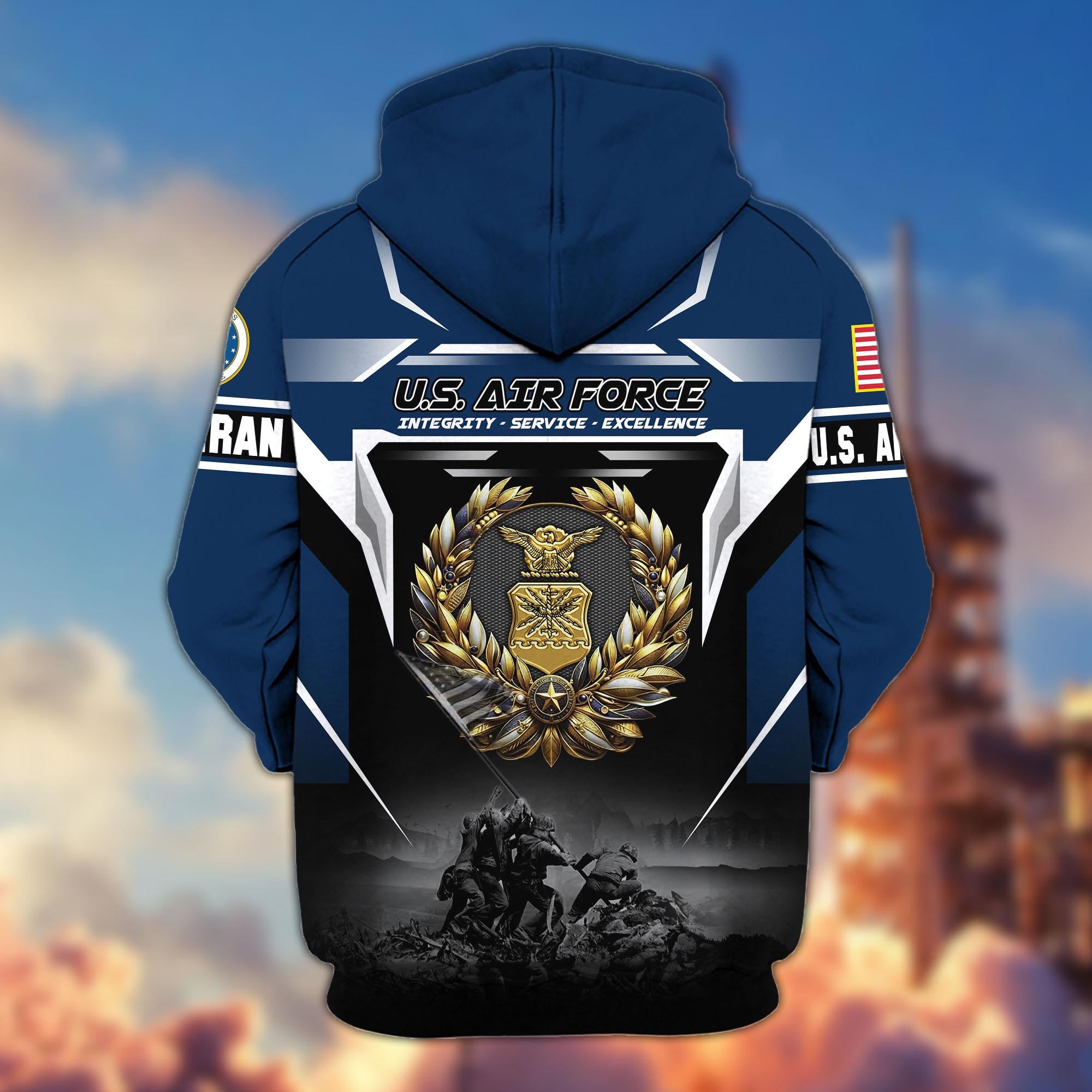 Premium US Veterans Zip Hoodie, Gifts For US Veterans, Gifts On Father's Day, Veterans Day.