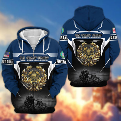 Premium US Veterans Zip Hoodie, Gifts For US Veterans, Gifts On Father's Day, Veterans Day.
