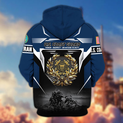 Premium US Veterans Zip Hoodie, Gifts For US Veterans, Gifts On Father's Day, Veterans Day.