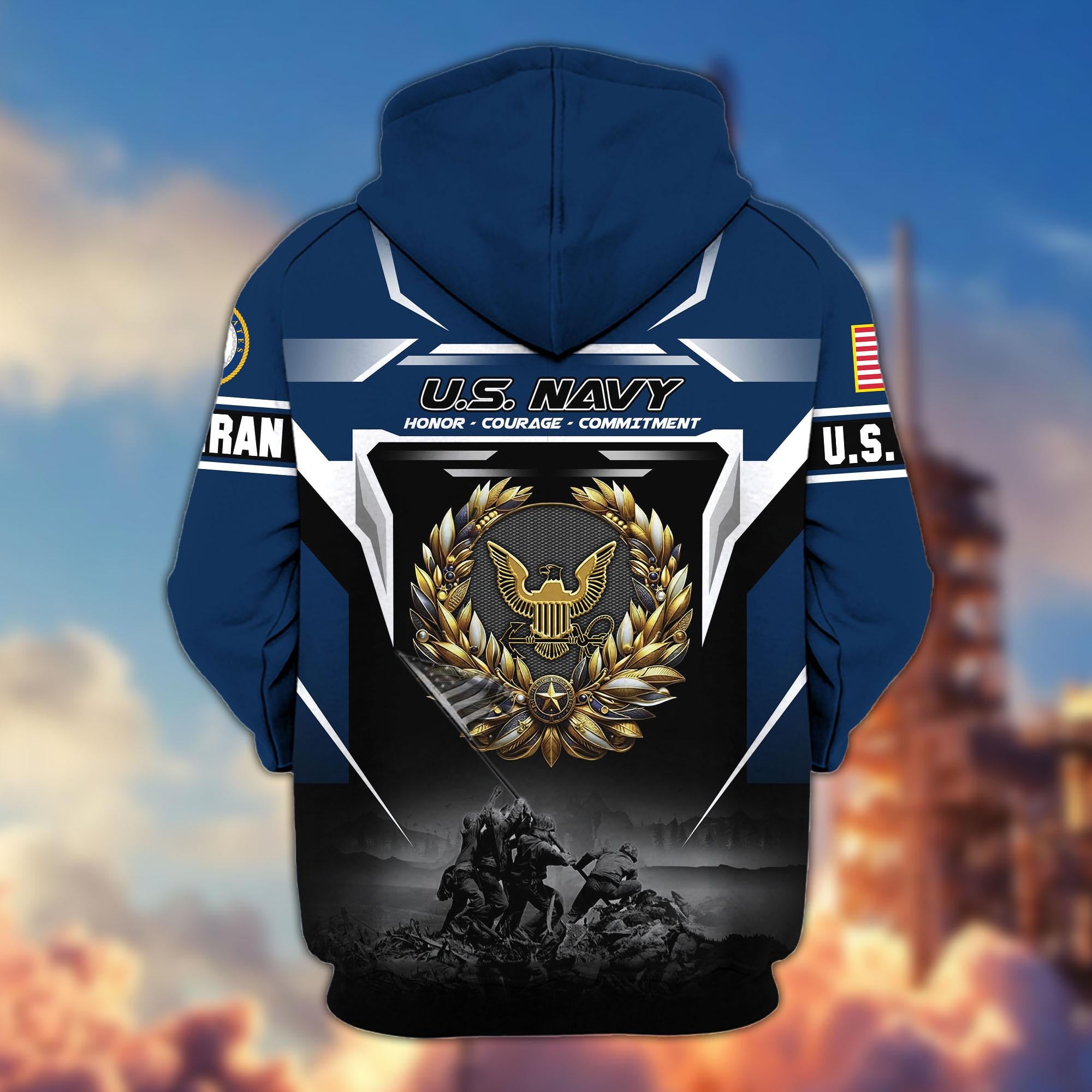 Premium US Veterans Zip Hoodie, Gifts For US Veterans, Gifts On Father's Day, Veterans Day.
