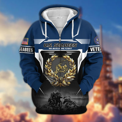 Premium US Veterans Zip Hoodie, Gifts For US Veterans, Gifts On Father's Day, Veterans Day.