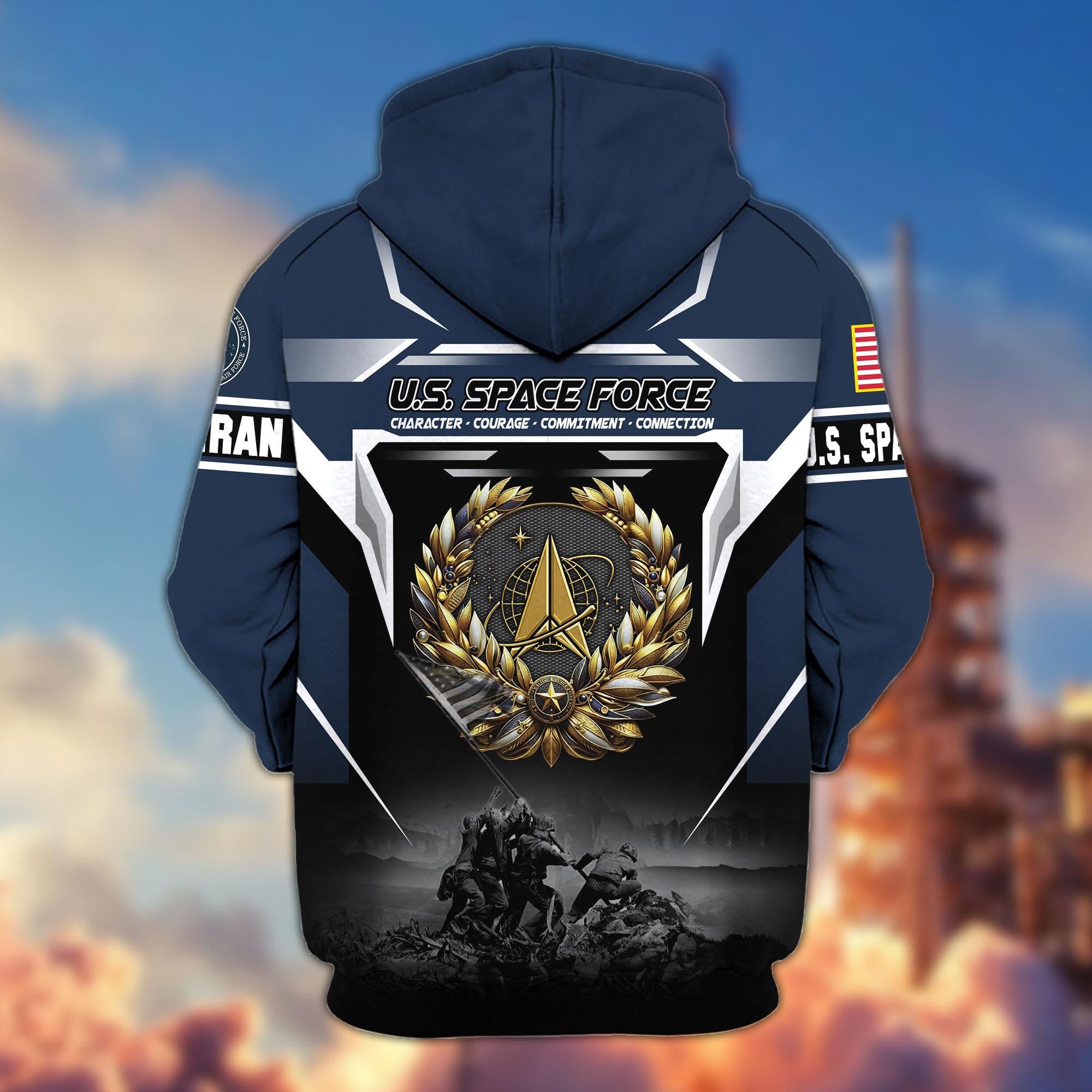 Premium US Veterans Zip Hoodie, Gifts For US Veterans, Gifts On Father's Day, Veterans Day.