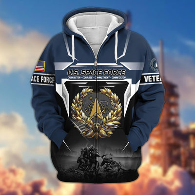 Premium US Veterans Zip Hoodie, Gifts For US Veterans, Gifts On Father's Day, Veterans Day.