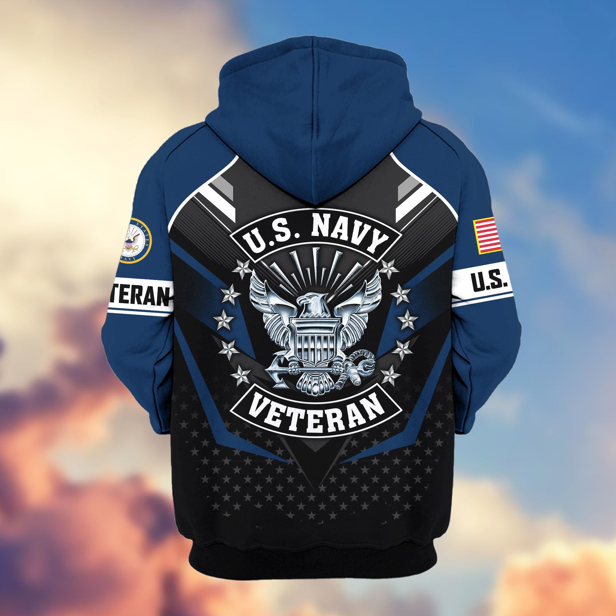 Premium US Veterans Zip Hoodie, Gifts For US Veterans, Gifts On Father's Day, Veterans Day.