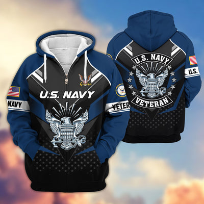Premium US Veterans Zip Hoodie, Gifts For US Veterans, Gifts On Father's Day, Veterans Day.