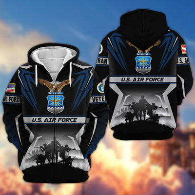 Premium US Veterans Zip Hoodie, Gifts For US Veterans, Gifts On Father's Day, Veterans Day.