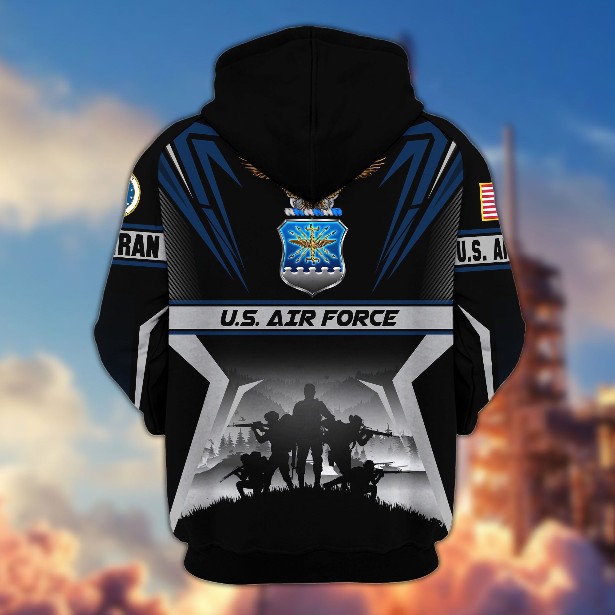 Premium US Veterans Zip Hoodie, Gifts For US Veterans, Gifts On Father's Day, Veterans Day.