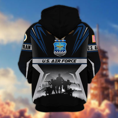 Premium US Veterans Zip Hoodie, Gifts For US Veterans, Gifts On Father's Day, Veterans Day.