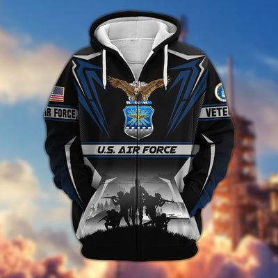 Premium US Veterans Zip Hoodie, Gifts For US Veterans, Gifts On Father's Day, Veterans Day.