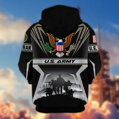 Premium US Veterans Zip Hoodie, Gifts For US Veterans, Gifts On Father's Day, Veterans Day.
