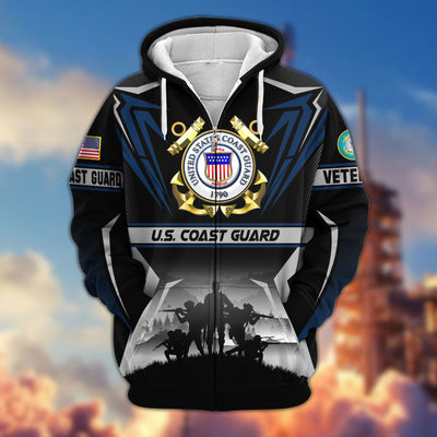 Premium US Veterans Zip Hoodie, Gifts For US Veterans, Gifts On Father's Day, Veterans Day.