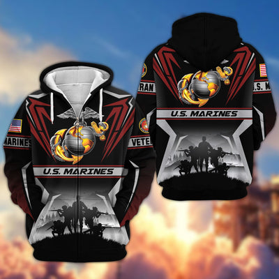 Premium US Veterans Zip Hoodie, Gifts For US Veterans, Gifts On Father's Day, Veterans Day.