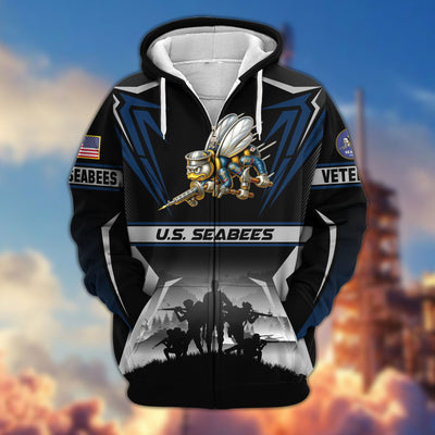 Premium US Veterans Zip Hoodie, Gifts For US Veterans, Gifts On Father's Day, Veterans Day.