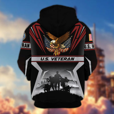 Premium US Veterans Zip Hoodie, Gifts For US Veterans, Gifts On Father's Day, Veterans Day.