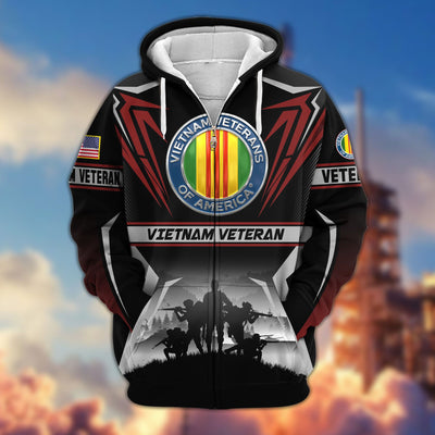 Premium US Veterans Zip Hoodie, Gifts For US Veterans, Gifts On Father's Day, Veterans Day.