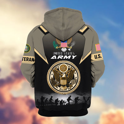 Premium US Veterans Zip Hoodie, Gifts For US Veterans, Gifts On Father's Day, Veterans Day.