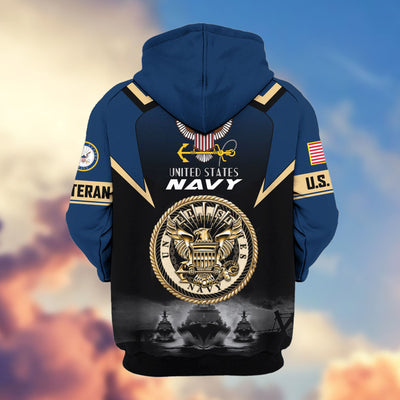Premium US Veterans Zip Hoodie, Gifts For US Veterans, Gifts On Father's Day, Veterans Day.