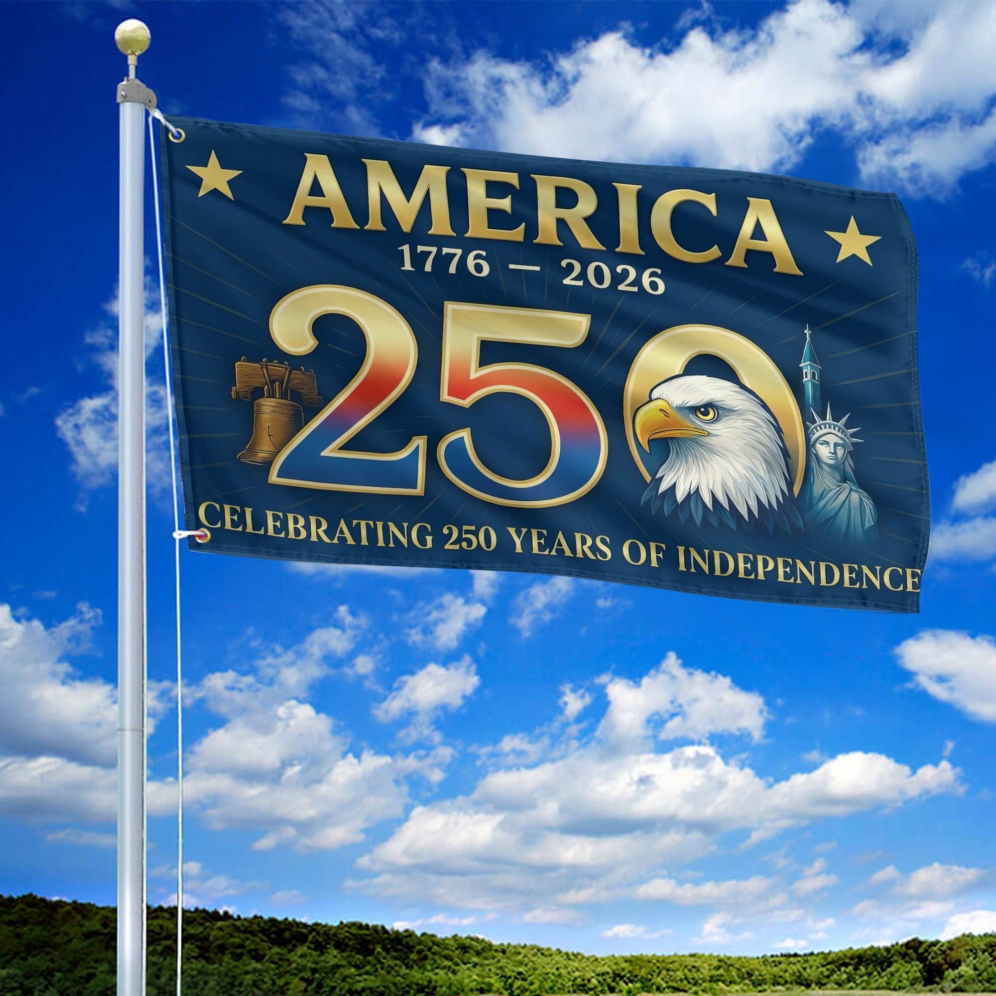 Premium America 250th Anniversary Grommet Flag, America 250th Flag, America 250th Birthday, Best Gifts On Independence Day, Veterans Day.