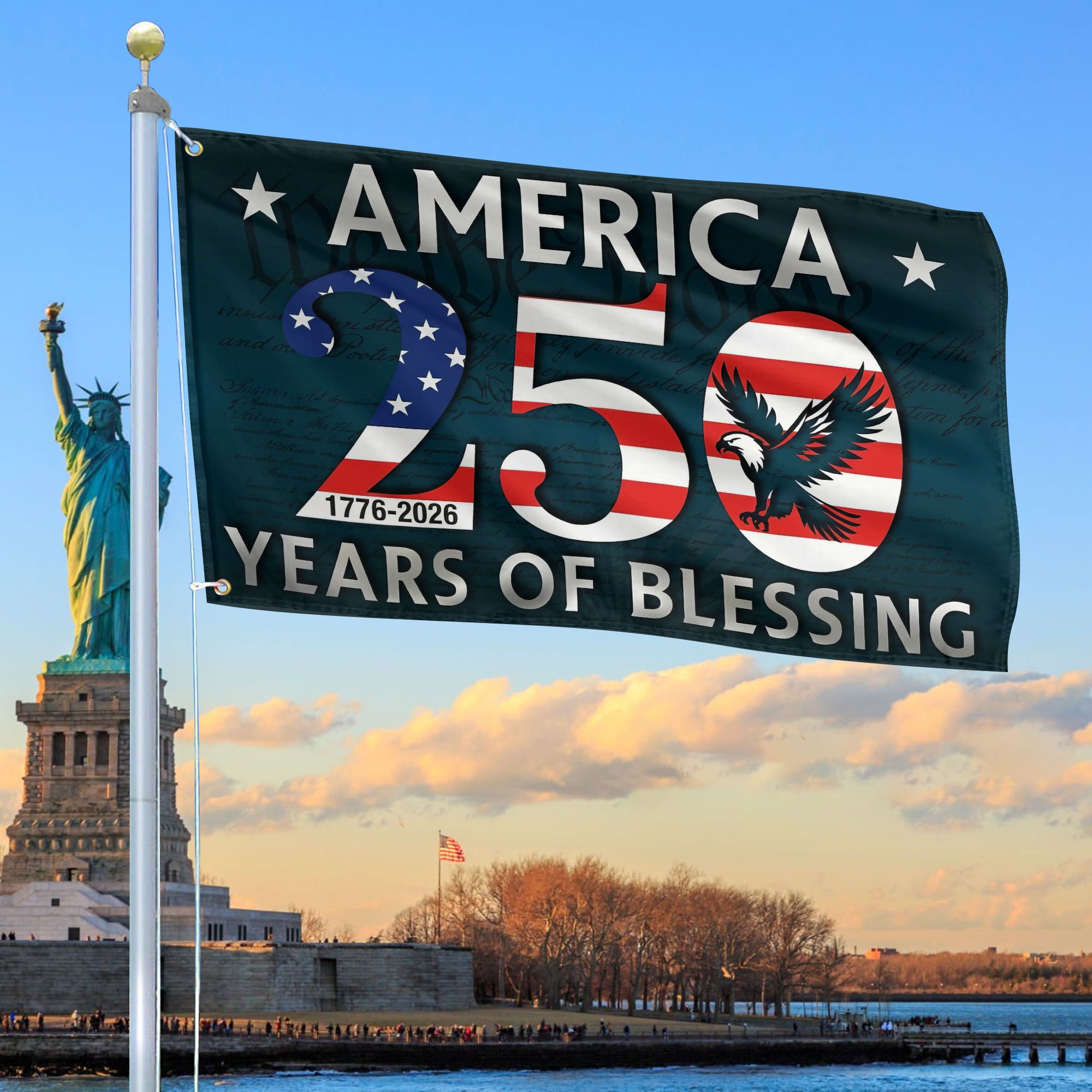 Premium America 250th Anniversary Grommet Flag, America 250th Flag, America 250th Birthday, Best Gifts On Independence Day, Veterans Day.