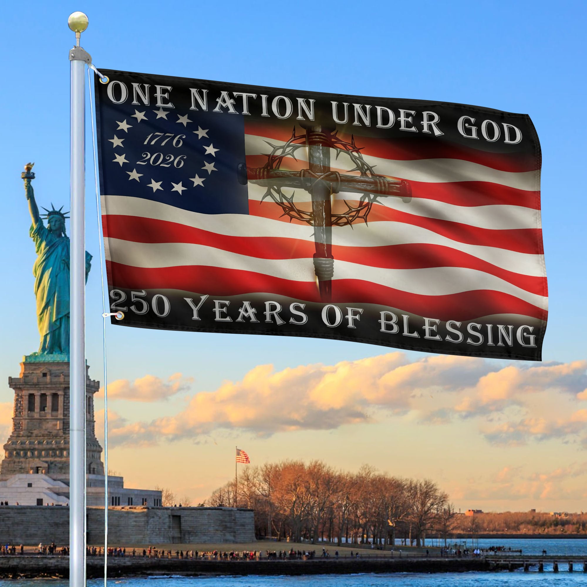 Premium America 250th Anniversary Grommet Flag, America 250th Flag, America 250th Birthday, Best Gifts On Independence Day, Veterans Day.