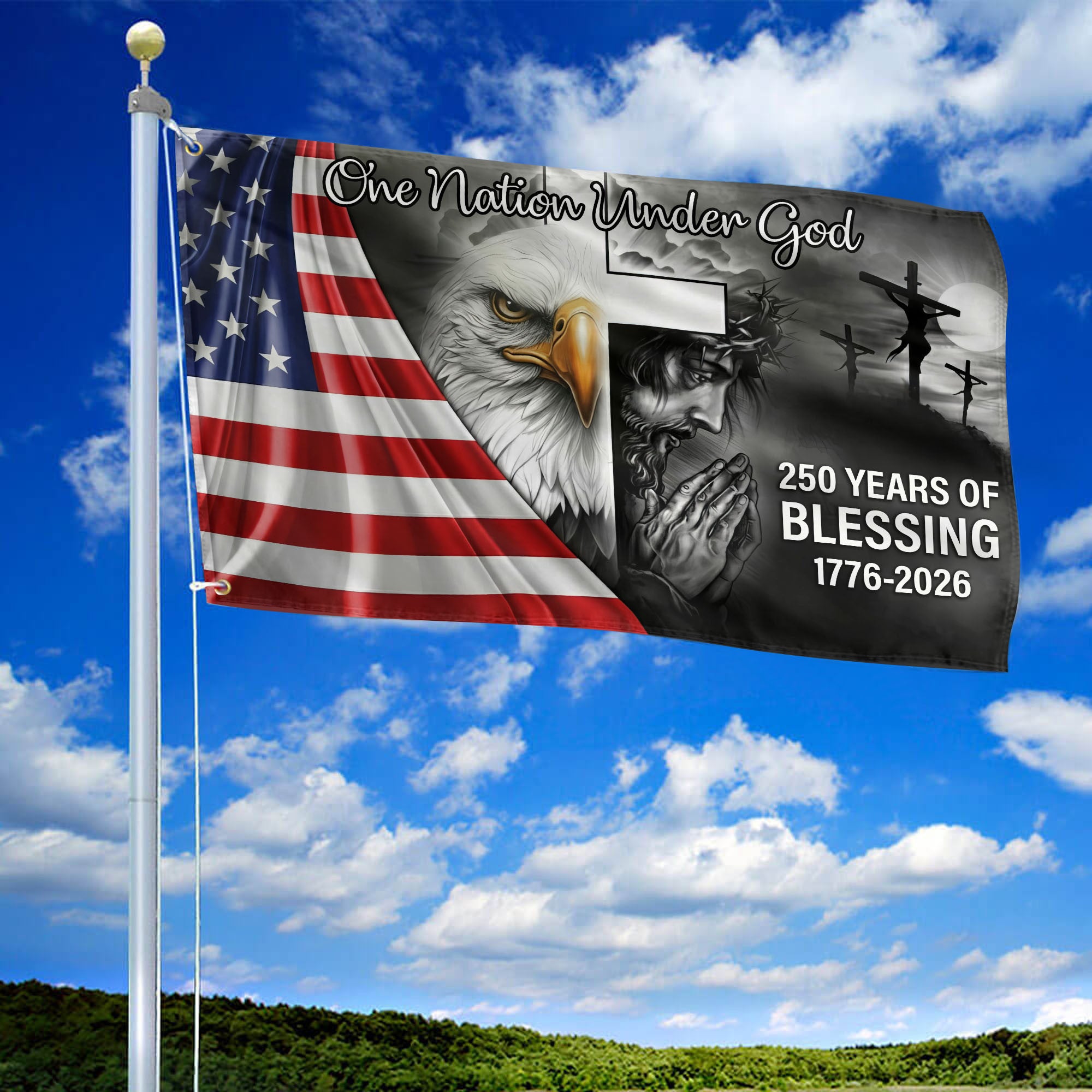 Premium America 250th Anniversary Grommet Flag, America 250th Flag, America 250th Birthday, Best Gifts On Independence Day, Veterans Day.