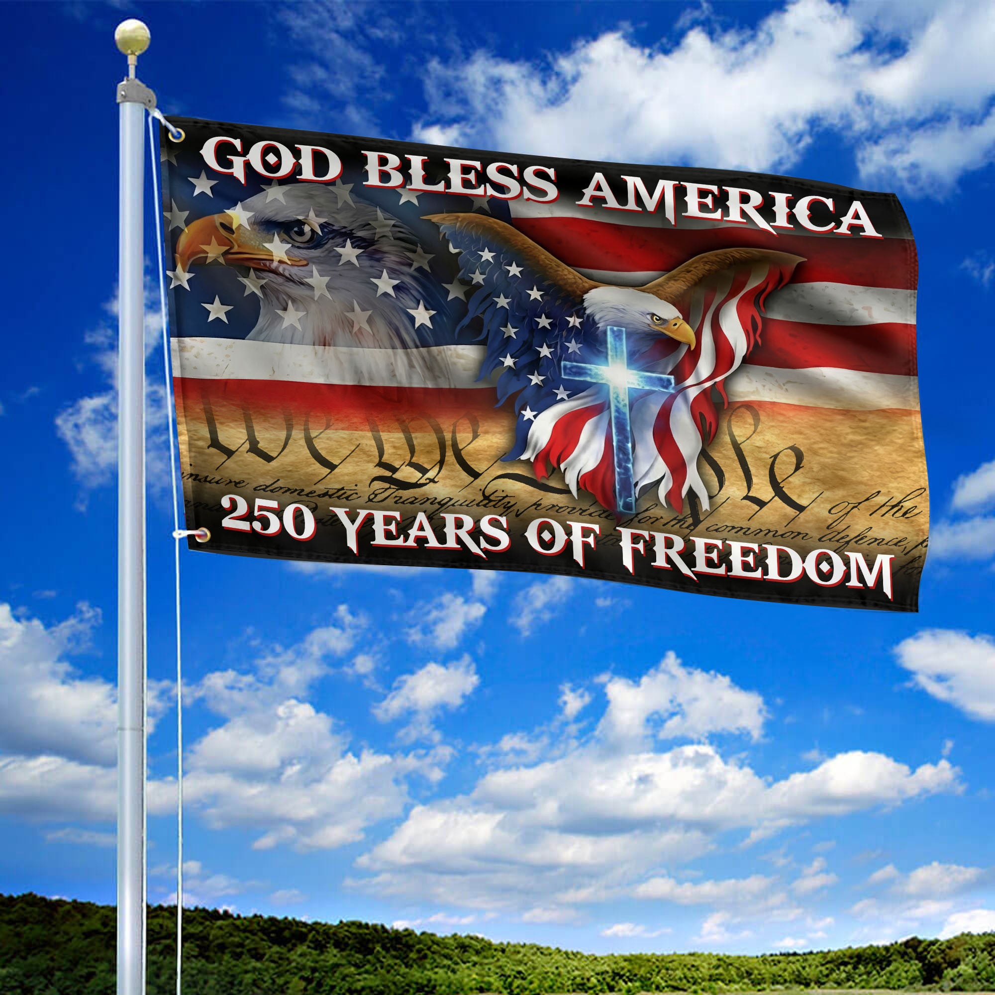 Premium America 250th Anniversary Grommet Flag, America 250th Flag, America 250th Birthday, Best Gifts On Independence Day, Veterans Day.