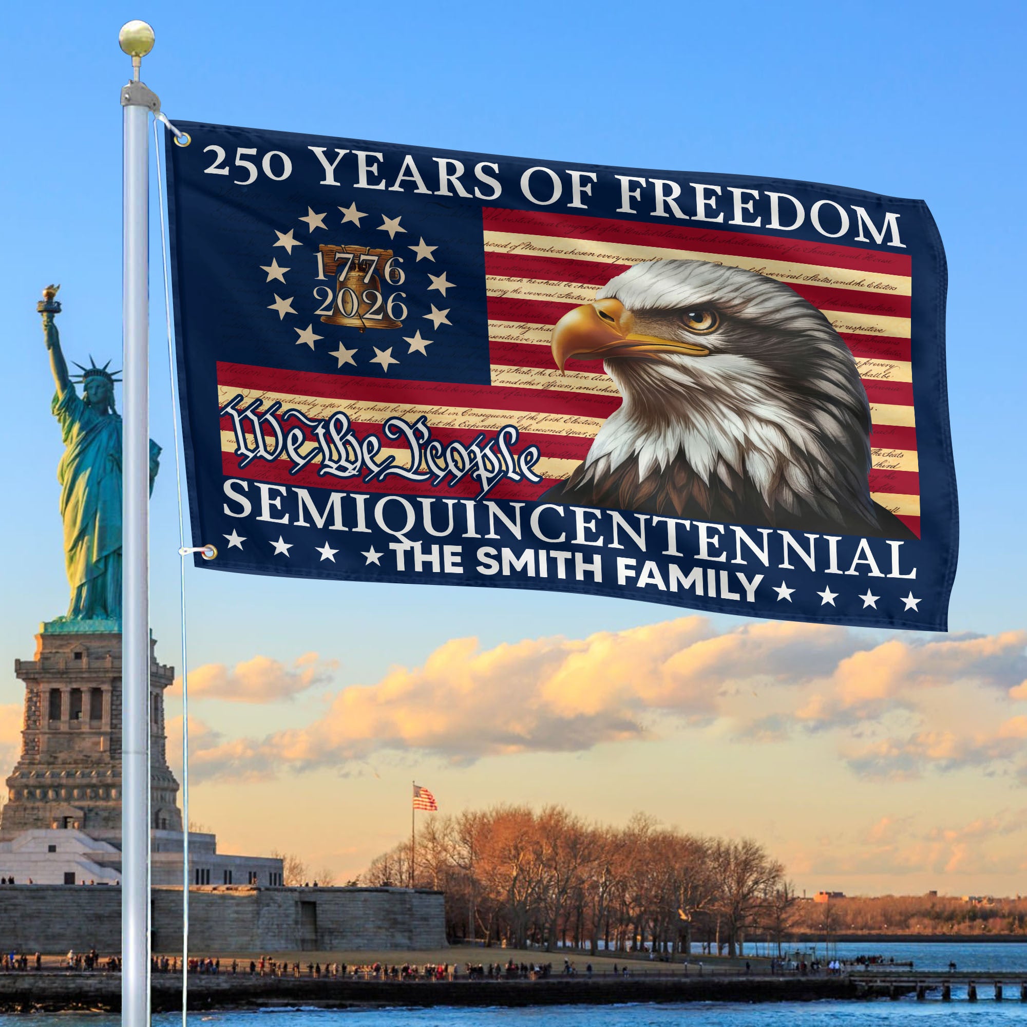 Premium Custom America 250th Anniversary Grommet Flag, America 250th Flag, America 250th Birthday, Best Gifts On Independence Day, Veterans Day.