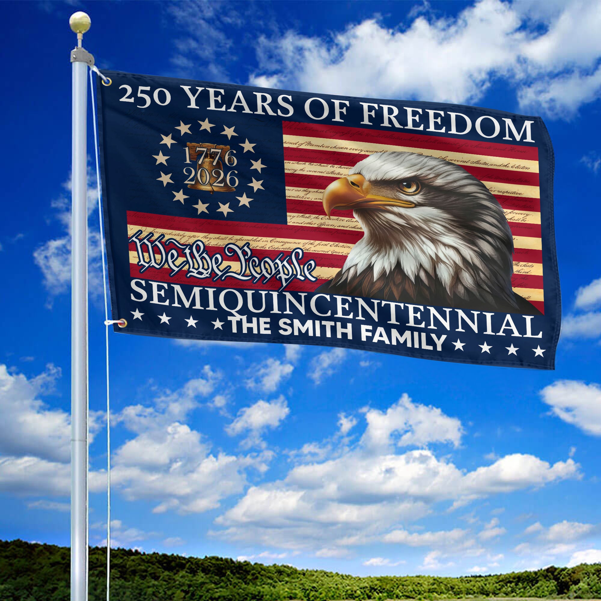 Premium Custom America 250th Anniversary Grommet Flag, America 250th Flag, America 250th Birthday, Best Gifts On Independence Day, Veterans Day.