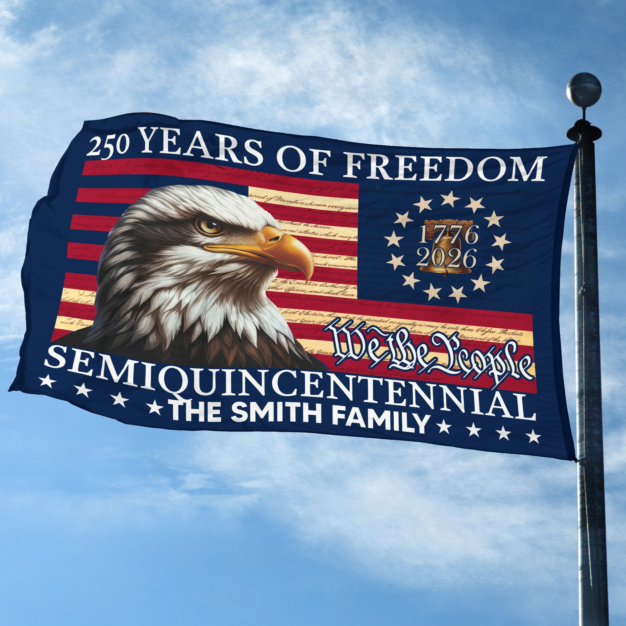 Premium Custom America 250th Anniversary Grommet Flag, America 250th Flag, America 250th Birthday, Best Gifts On Independence Day, Veterans Day.