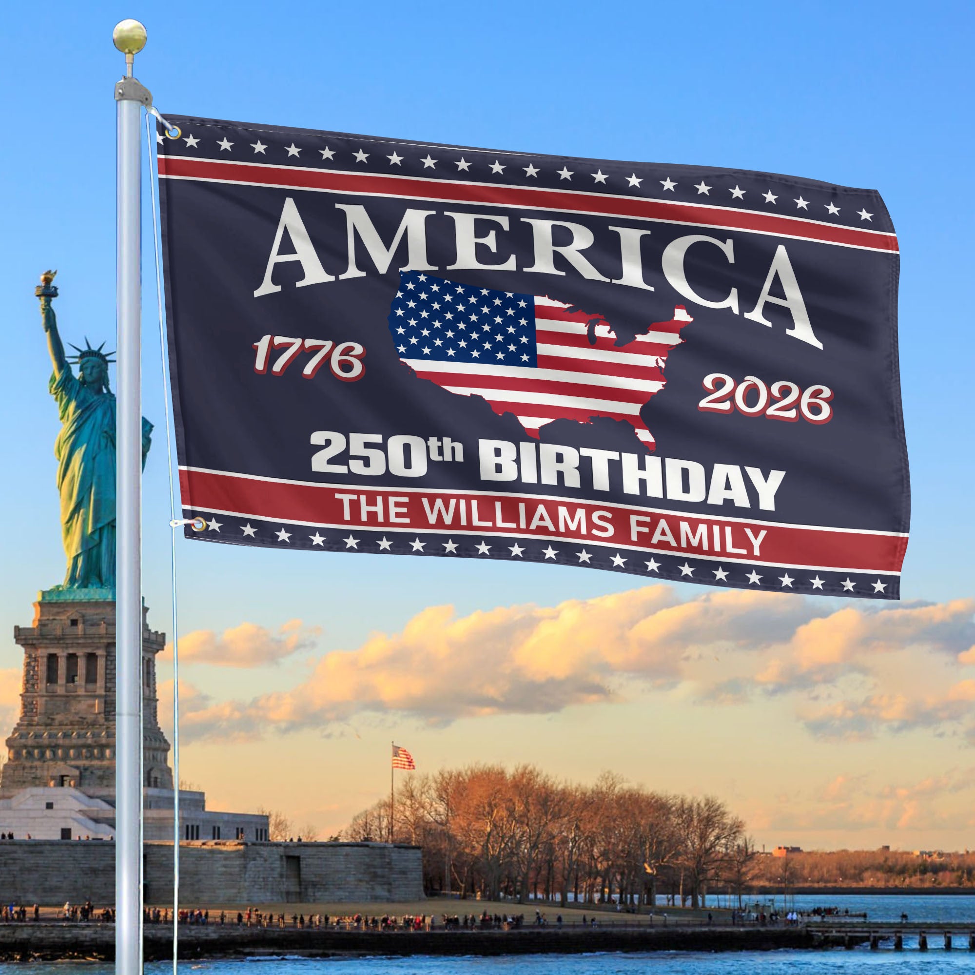 Premium Custom America 250th Anniversary Grommet Flag, America 250th Flag, America 250th Birthday, Best Gifts On Independence Day, Veterans Day.