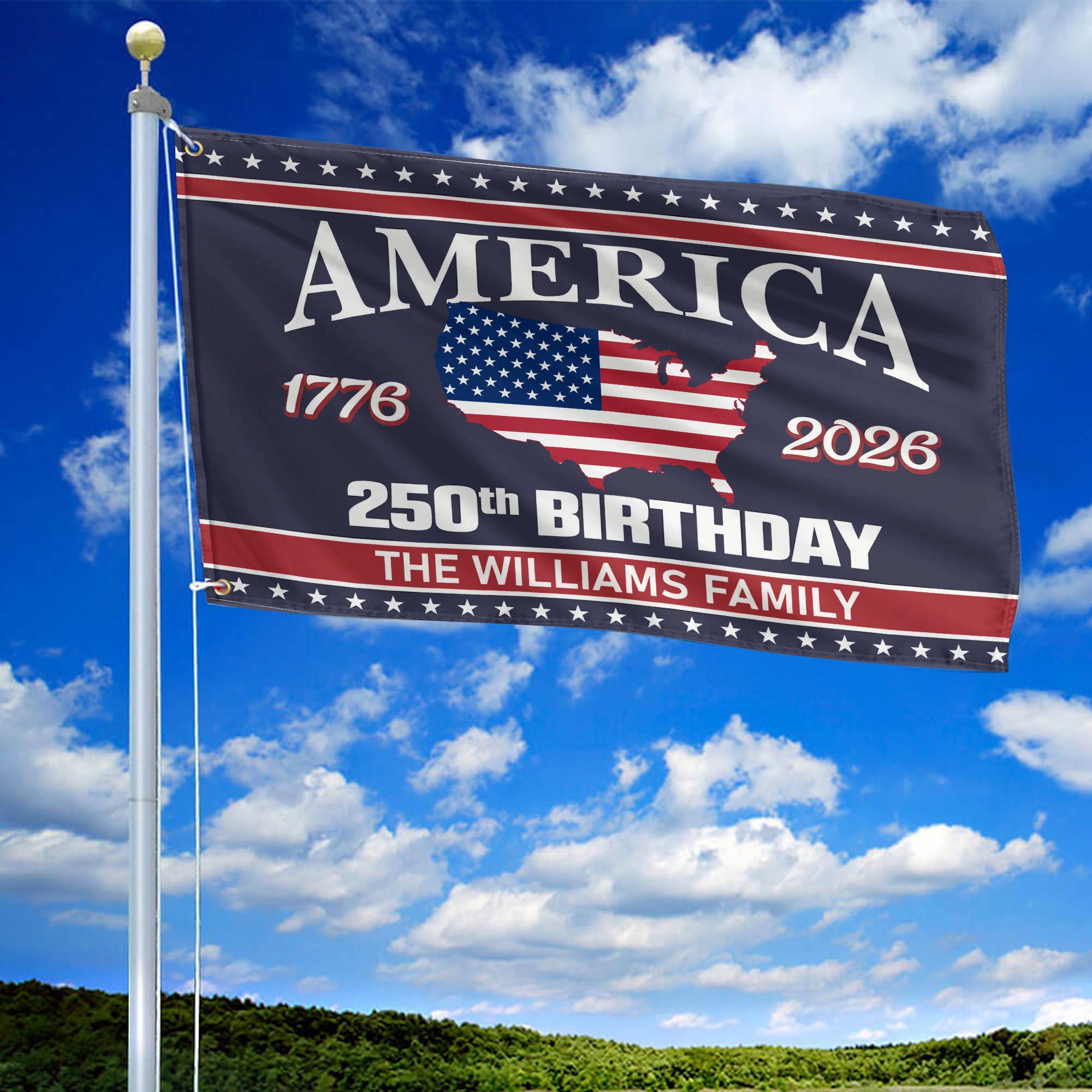 Premium Custom America 250th Anniversary Grommet Flag, America 250th Flag, America 250th Birthday, Best Gifts On Independence Day, Veterans Day.