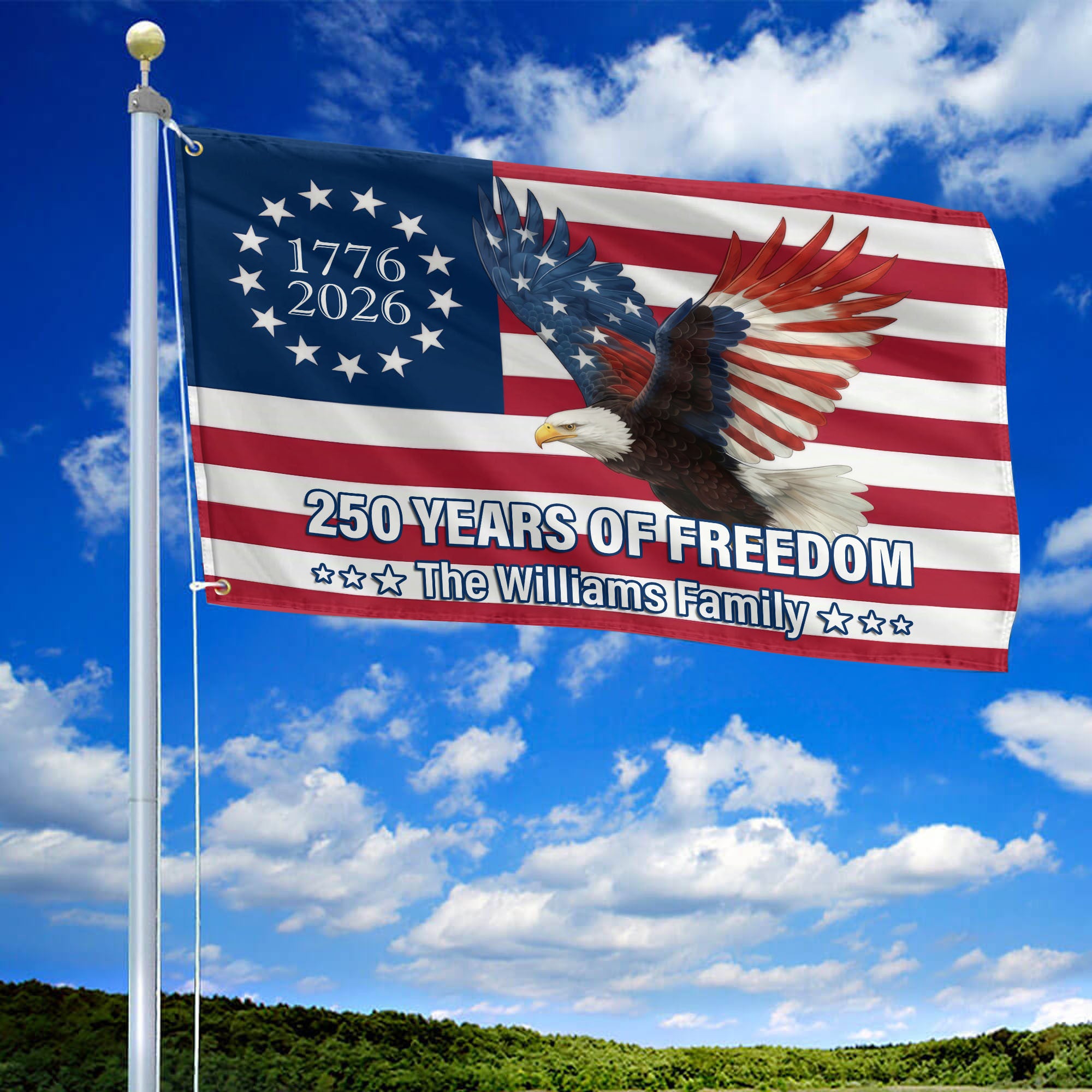 Premium Custom America 250th Anniversary Grommet Flag, America 250th Flag, America 250th Birthday, Best Gifts On Independence Day, Veterans Day.