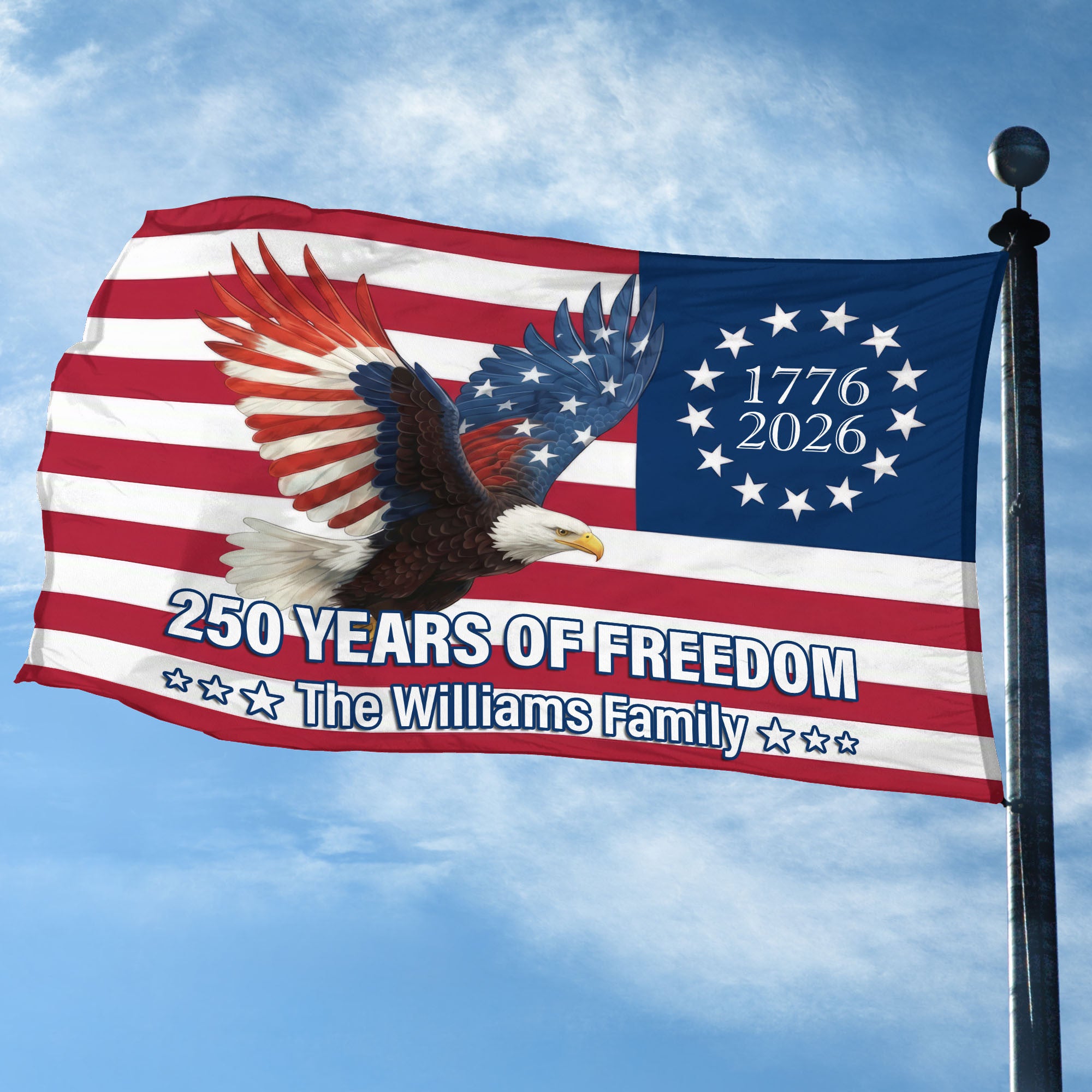 Premium Custom America 250th Anniversary Grommet Flag, America 250th Flag, America 250th Birthday, Best Gifts On Independence Day, Veterans Day.