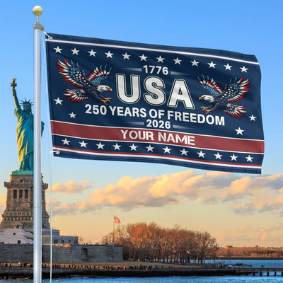 Premium Custom America 250th Anniversary Grommet Flag, America 250th Flag, America 250th Birthday, Best Gifts On Independence Day, Veterans Day.