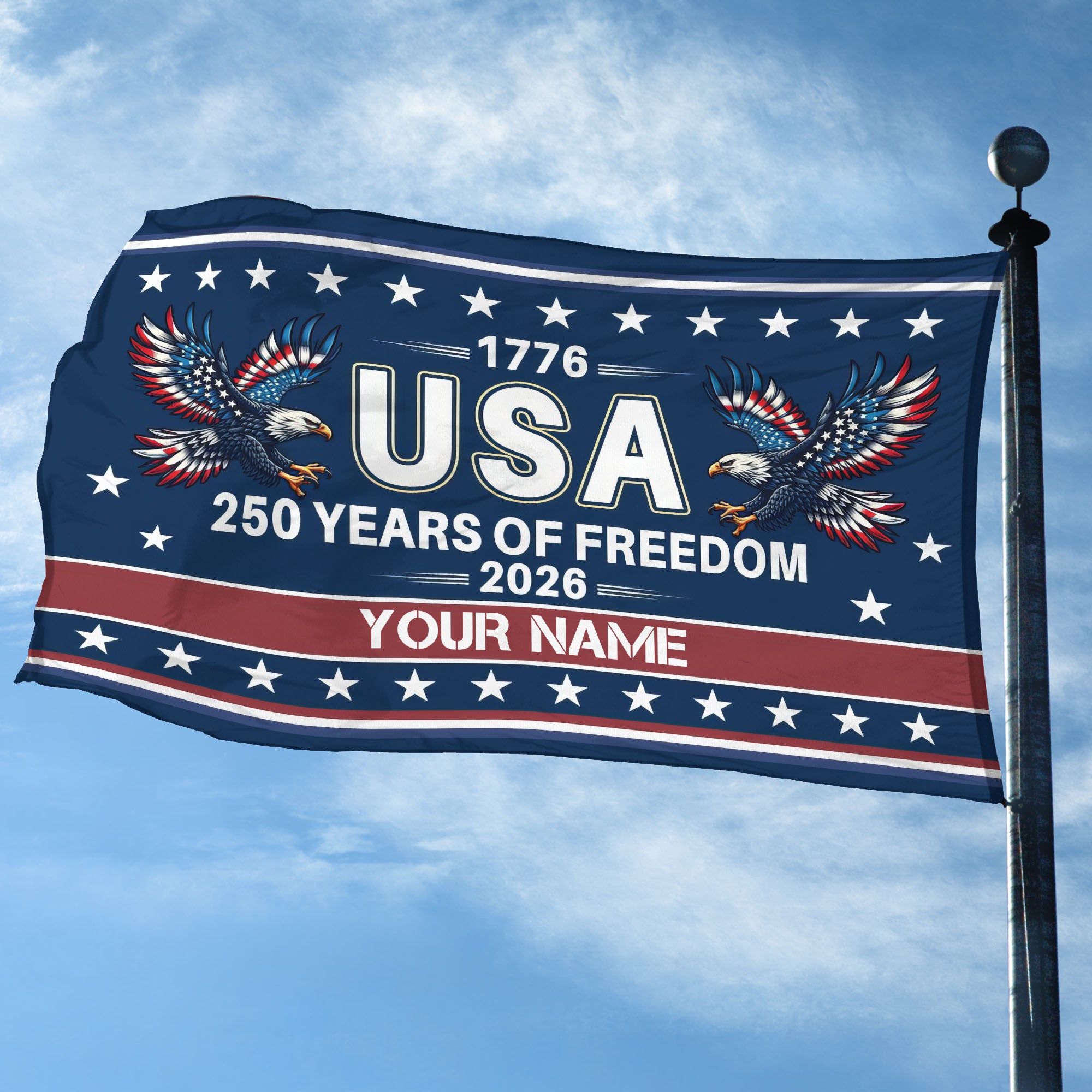 Premium Custom America 250th Anniversary Grommet Flag, America 250th Flag, America 250th Birthday, Best Gifts On Independence Day, Veterans Day.
