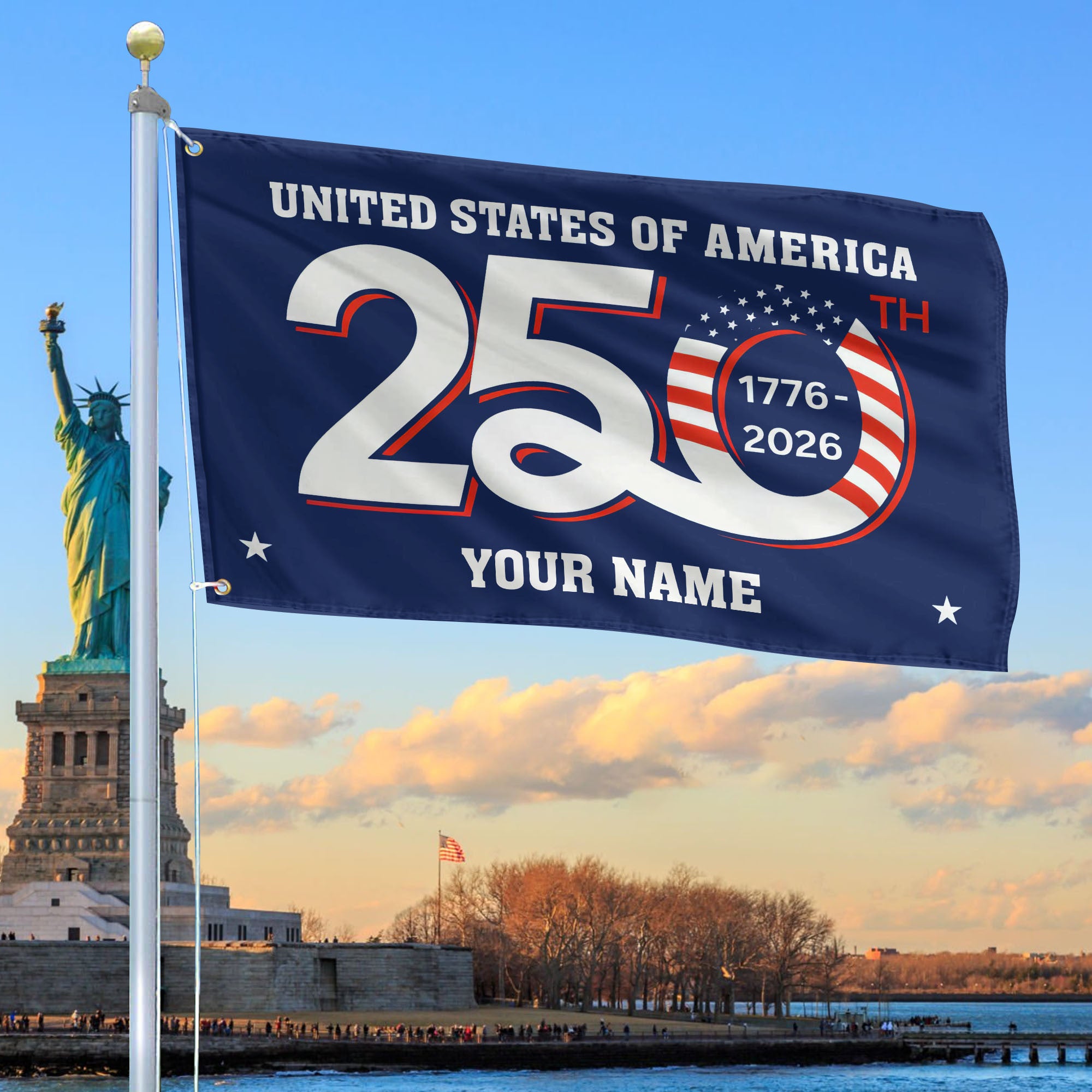 Premium Custom America 250th Anniversary Grommet Flag, America 250th Flag, America 250th Birthday, Best Gifts On Independence Day, Veterans Day.