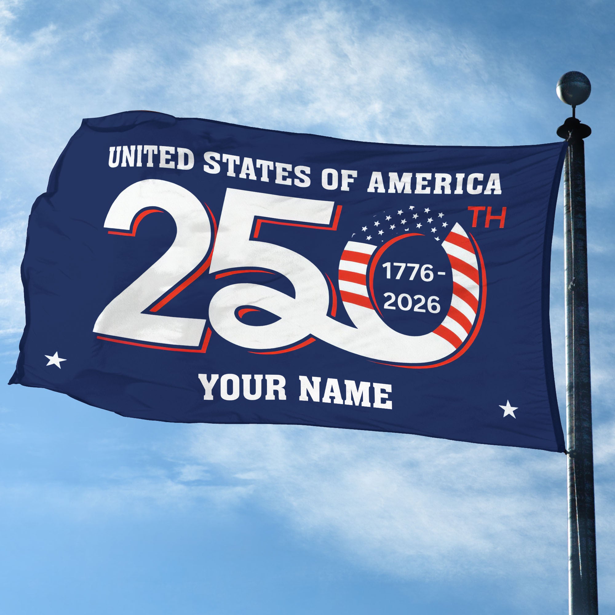 Premium Custom America 250th Anniversary Grommet Flag, America 250th Flag, America 250th Birthday, Best Gifts On Independence Day, Veterans Day.