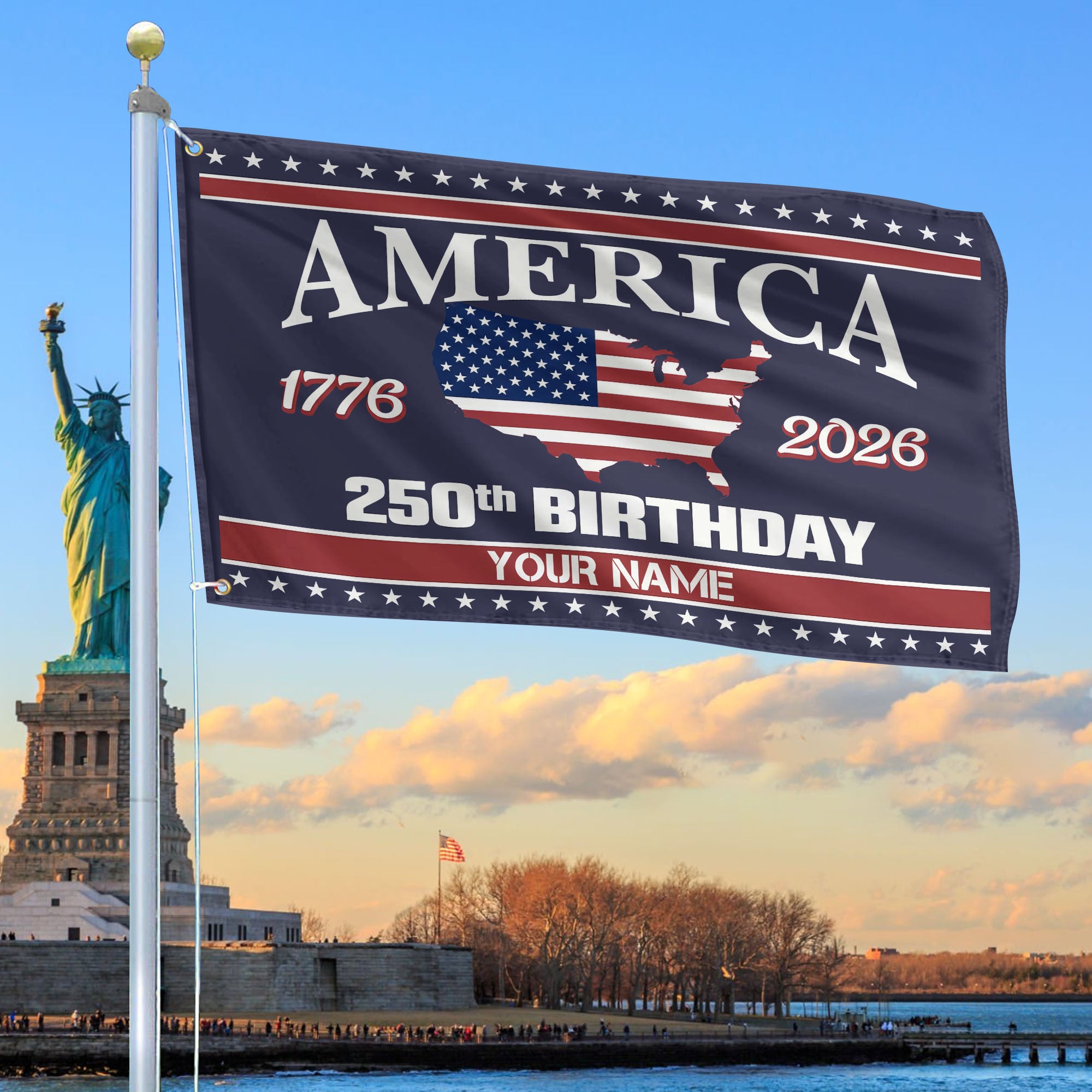 Premium Custom America 250th Anniversary Grommet Flag, America 250th Flag, America 250th Birthday, Best Gifts On Independence Day, Veterans Day.