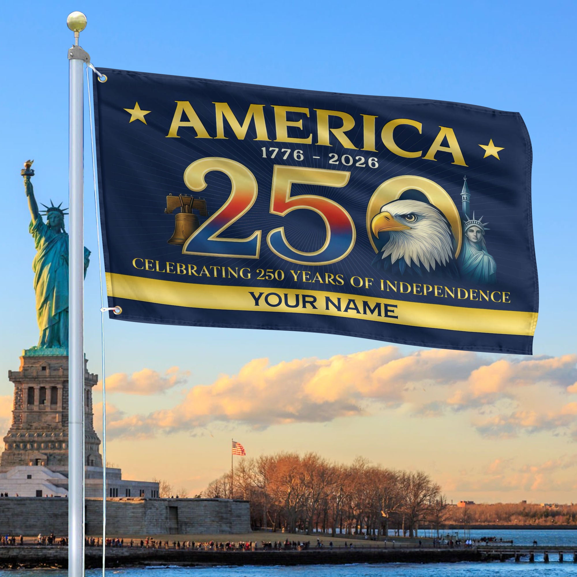 Premium Custom America 250th Anniversary Grommet Flag, America 250th Flag, America 250th Birthday, Best Gifts On Independence Day, Veterans Day.