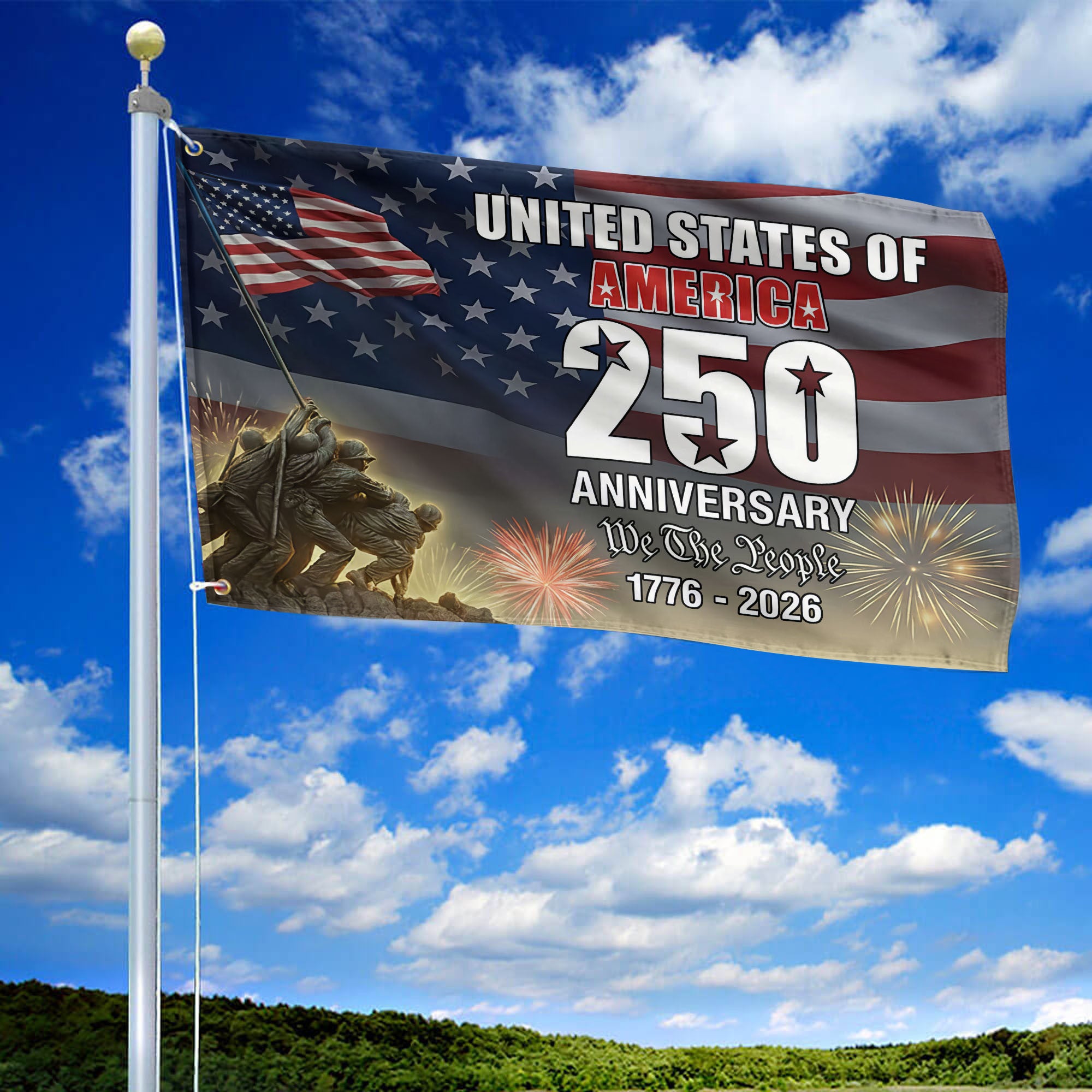 Premium America 250th Anniversary Grommet Flag, America 250th Flag, America 250th Birthday, Best Gifts On Independence Day, Veterans Day.