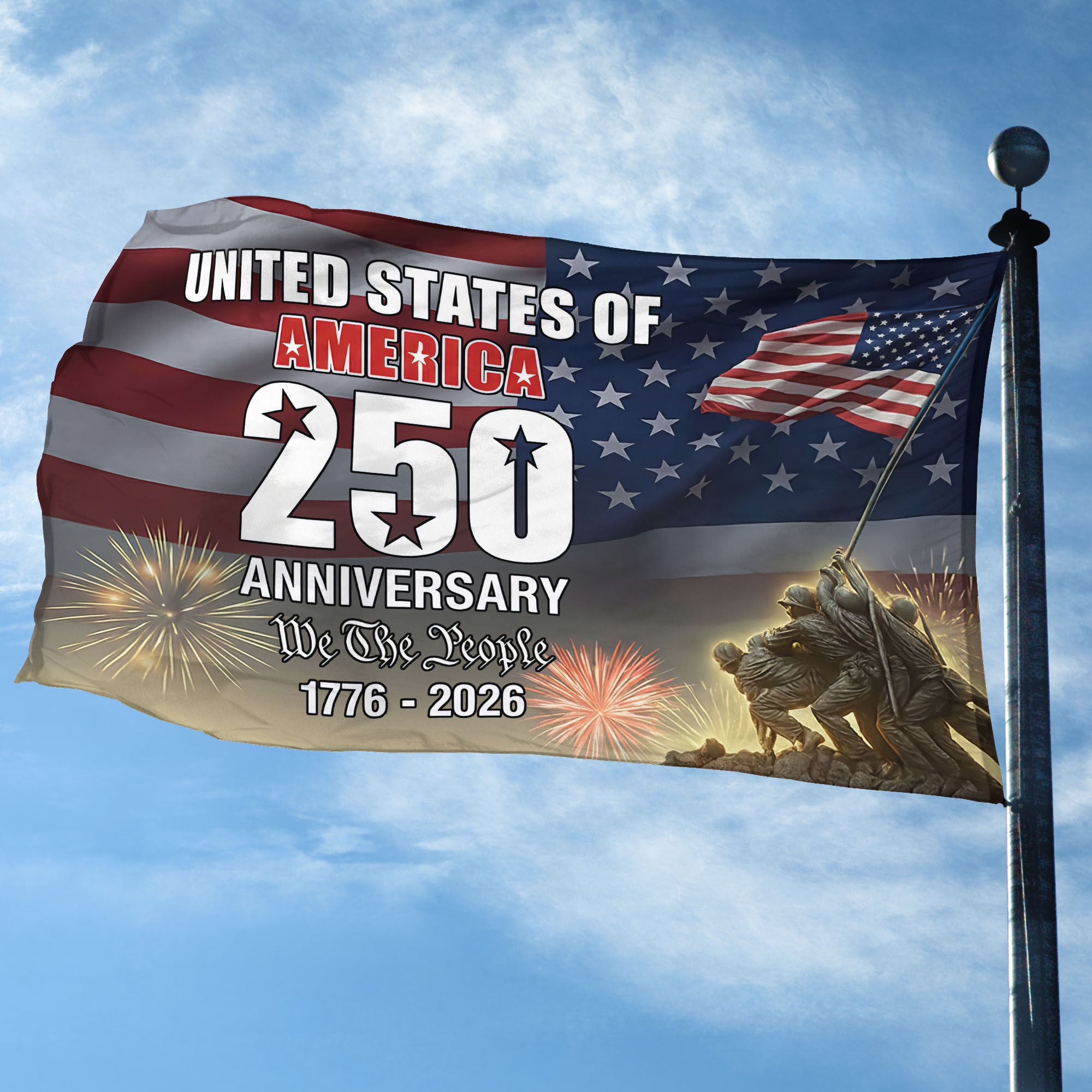 Premium America 250th Anniversary Grommet Flag, America 250th Flag, America 250th Birthday, Best Gifts On Independence Day, Veterans Day.